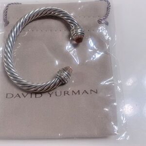 David Yurman Sterling Silver Morganite &Diamond 7mm Cable Classics Cuff …